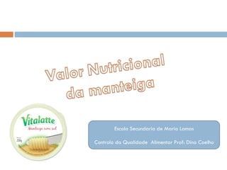 Escola Secundaria de Maria Lamas Controlo da Qualidade  Alimentar Prof: Dina Coelho 