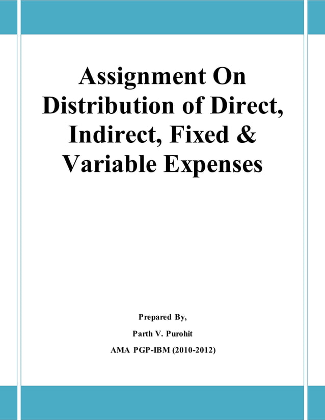 Distribution of Direct indirect fixed and Variable | PDF