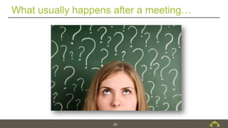 What usually happens after a meeting…
20
 