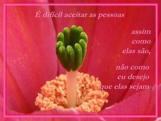 É difícil aceitar as pessoas

                              assim
                              como
                           elas são,
                        não como
                         eu desejo
                    que elas sejam.
 