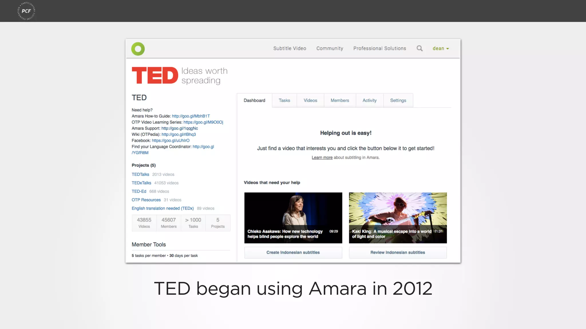 TED began using Amara in 2012
 