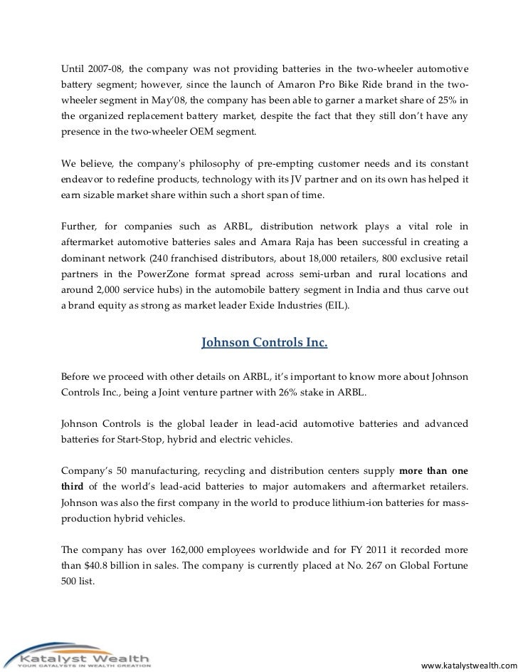 Amara Raja Batteries Ltd (NSE Code AMARAJABAT) - May'12 ...
