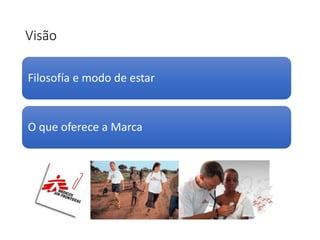 Visão
Filosofía e modo de estar
O que oferece a Marca
 