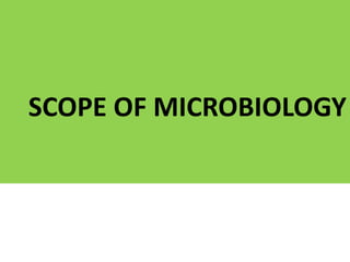 SCOPE OF MICROBIOLOGY
 