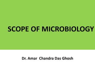 SCOPE OF MICROBIOLOGY
Dr. Amar Chandra Das Ghosh
 