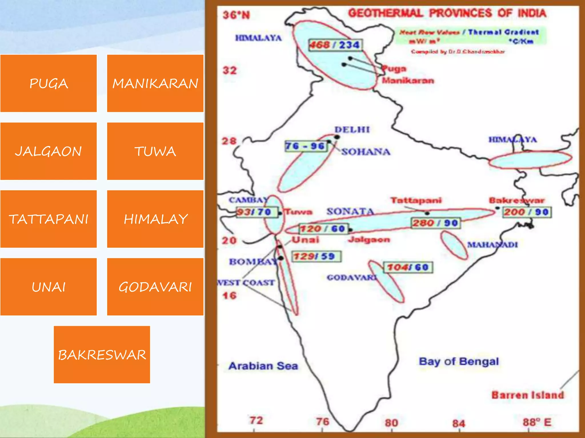 PUGA MANIKARAN
JALGAON TUWA
TATTAPANI HIMALAY
UNAI GODAVARI
BAKRESWAR
 
