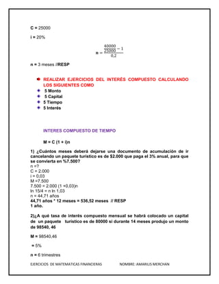 Ejercicios de Matemáticas Financiera | DOCX