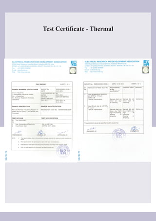 Test Certificate - Thermal
 