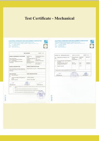 Test Certificate - Mechanical
 