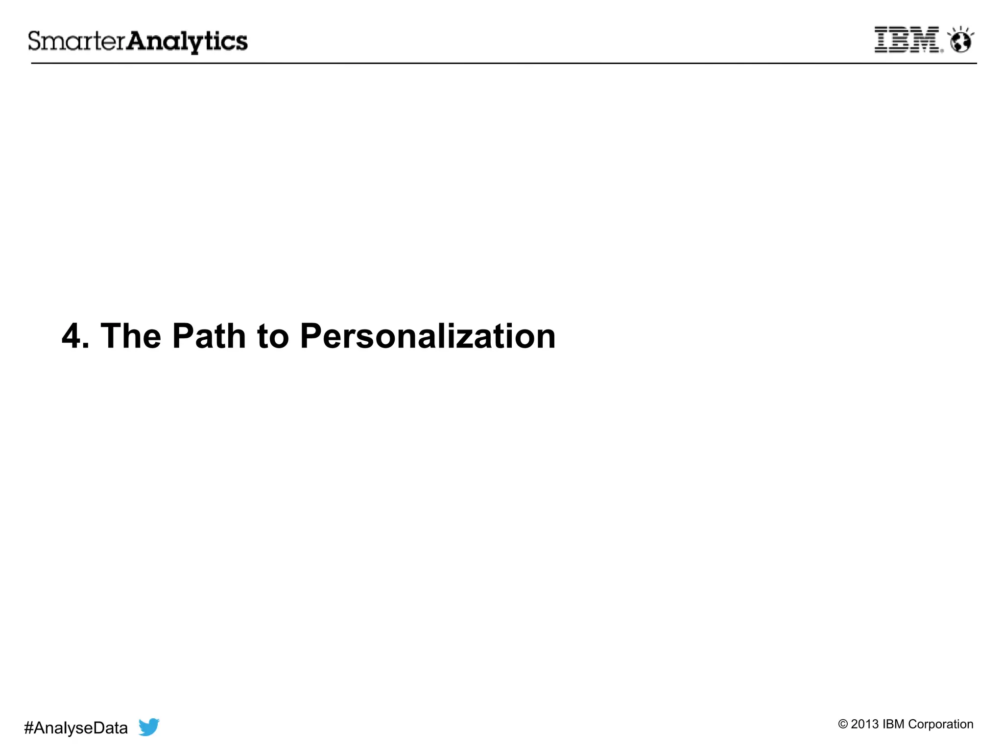 © 2013 IBM Corporation
4. The Path to Personalization
#AnalyseData
 