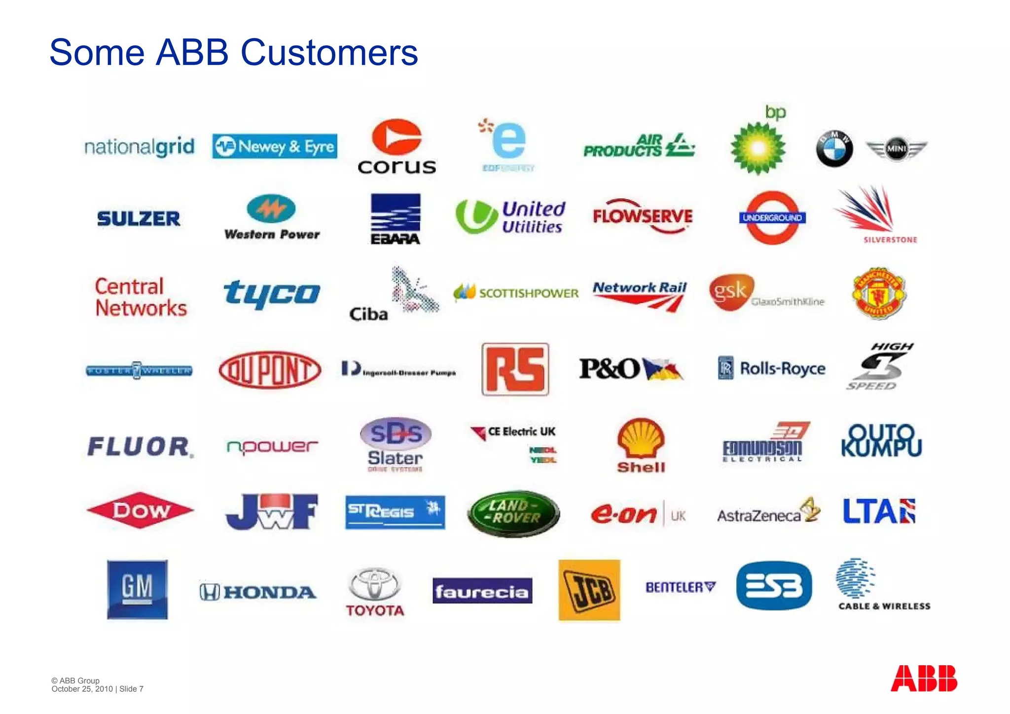 Some ABB Customers




© ABB Group
October 25, 2010 | Slide 7
 