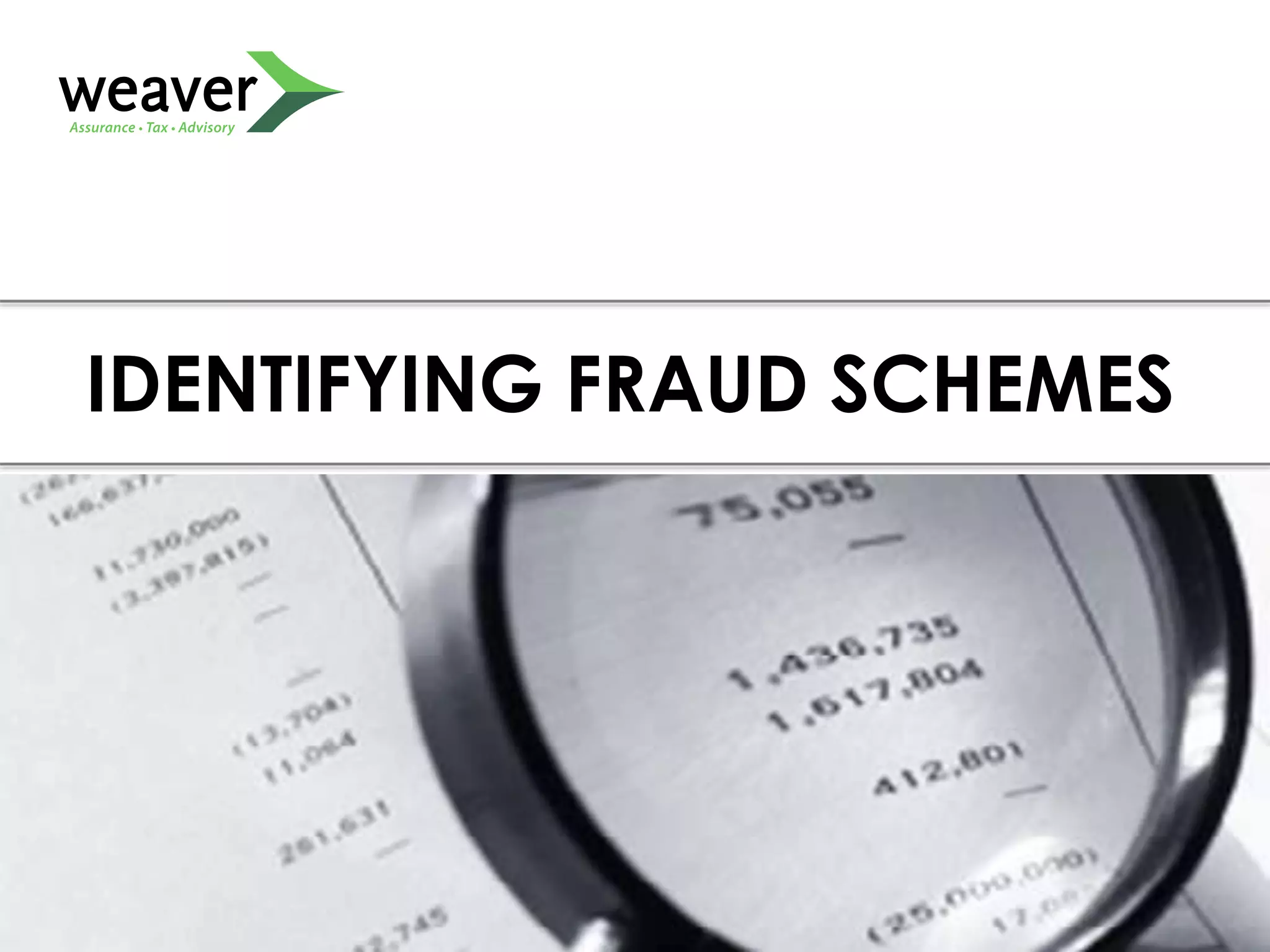 IDENTIFYING FRAUD SCHEMES
 