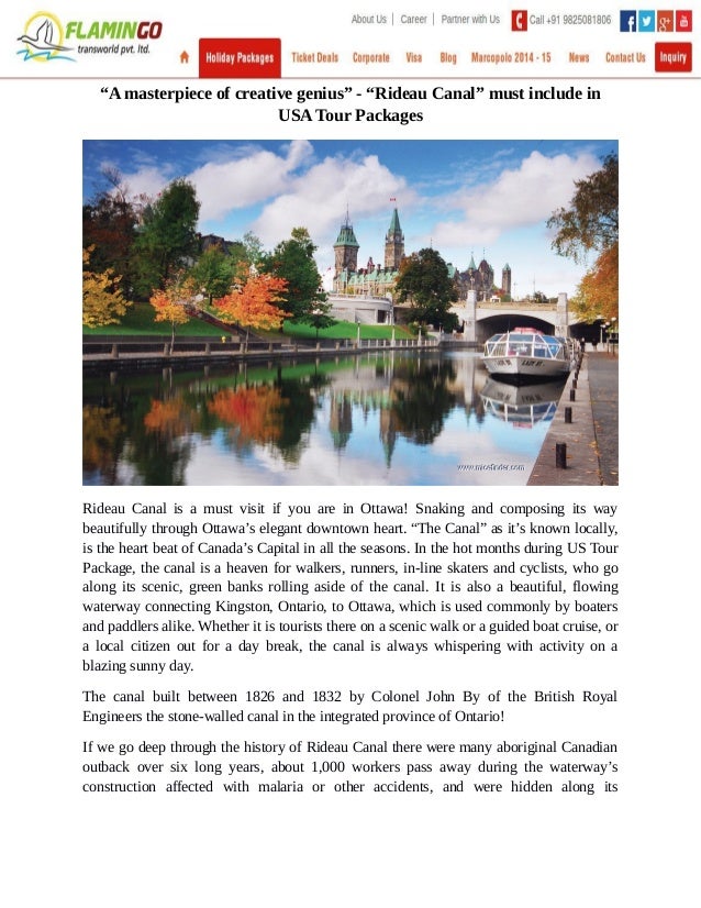 A masterpiece of creative genius” - “Rideau Canal” must include in U… A masterpiece of creative genius” - “Rideau Canal” must include in U…