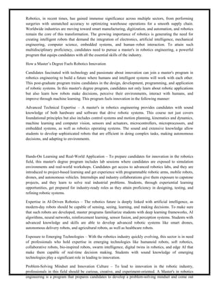 A Master's in Robotics Engineering Fuels Robotics Innovation | PDF