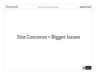 Site Concerns = Bigger Issues
Portrait of a Modern .Edu Website
 