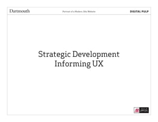 Strategic Development
Informing UX
Portrait of a Modern .Edu Website
 