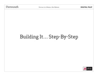 Building It… Step-By-Step
Portrait of a Modern .Edu Website
 