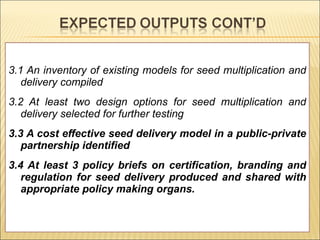 Enhancing food security through improved seed systems of appropriate varieties of cassava, potato and sweet potato resilient to climate change in eastern Africa