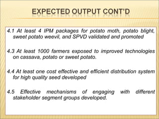 Enhancing food security through improved seed systems of appropriate varieties of cassava, potato and sweet potato resilient to climate change in eastern Africa