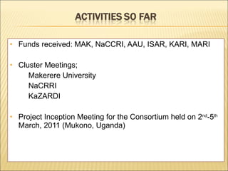 Enhancing food security through improved seed systems of appropriate varieties of cassava, potato and sweet potato resilient to climate change in eastern Africa