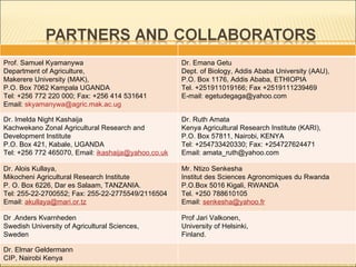 Enhancing food security through improved seed systems of appropriate varieties of cassava, potato and sweet potato resilient to climate change in eastern Africa