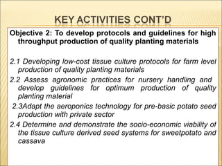 Enhancing food security through improved seed systems of appropriate varieties of cassava, potato and sweet potato resilient to climate change in eastern Africa