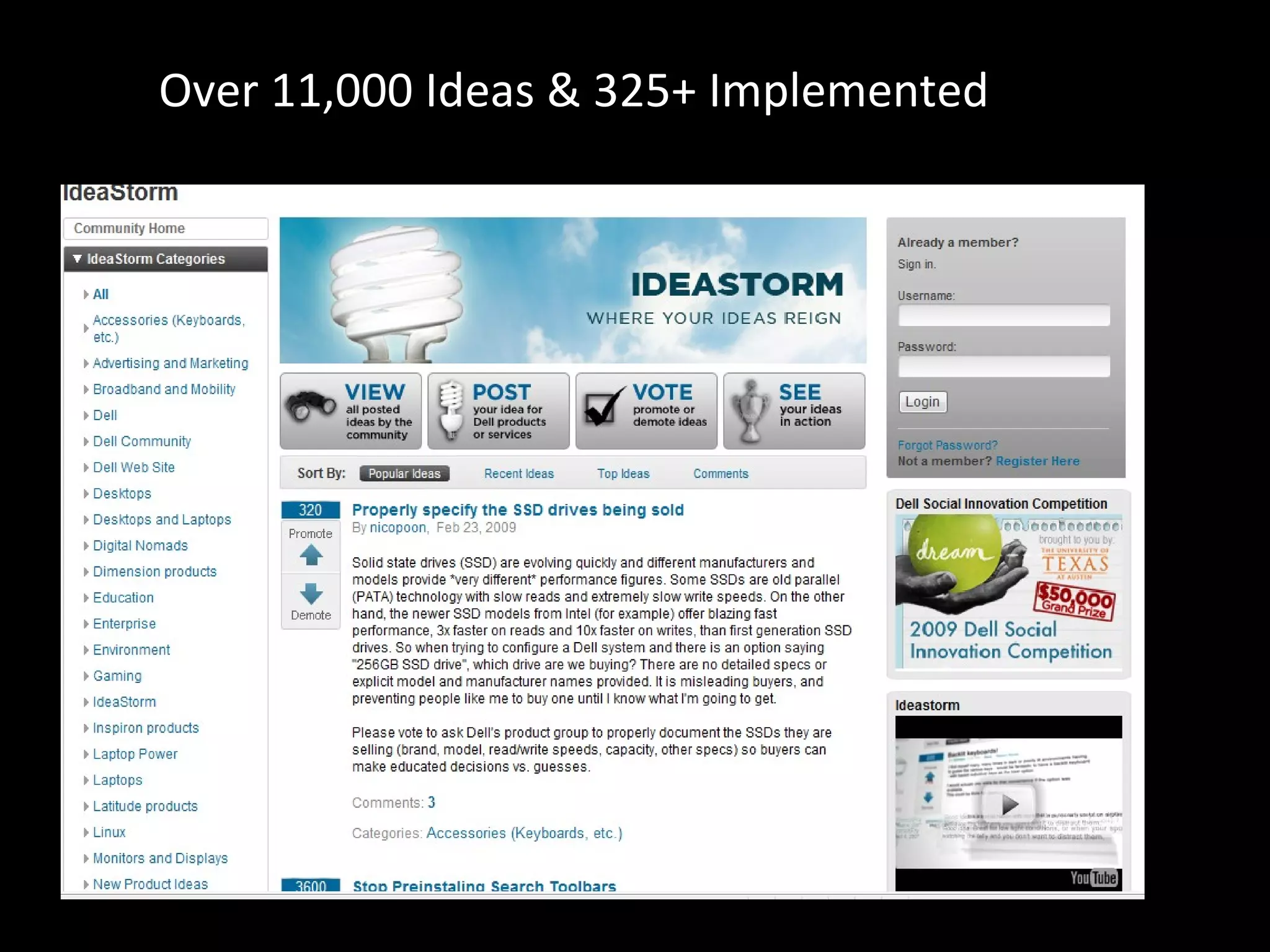 Over 11,000 Ideas & 325+ Implemented 