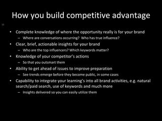 How you build competitive advantage <ul><li>Complete knowledge of where the opportunity really is for your brand </li></ul...