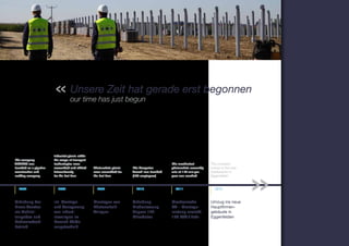 Unsere Zeit hat gerade erst begonnen
                                    our time has just begun




                        Industrial plants within
The company             the scope of transport
AMATEC was              technologies were                                                     The mechanical          The company
founded as a pipeline   assembled and shifted      Photovoltaic plants   The Hungarian        photovoltaic assembly   moves to the new
construction and        internationally            were assembled for    branch was founded   rate of 170 mw per      headquarter in
welding company         for the first time         the first time        (120 employees)      year was reached        Eggenfelden


  2004                     2006                      2008                  2010                 2011                    2012



Gründung der            Int. Montage               Montagen von          Gründung             Mechanische             Umzug ins neue
Firma Amatec            und Verlagerung            Photovoltaik          Niederlassung        PV – Montage-           Hauptfirmen-
als Rohrlei-            von Indust-                Anlagen               Ungarn 120           leistung erreicht       gebäude in
tungsbau und            rieanlagen im                                    Mitarbeiter          170 MW / Jahr           Eggenfelden
Schweissfach-           Bereich Förde-
betrieb                 rungstechnik
 