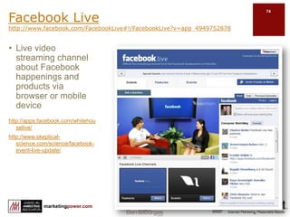 Creating an Eventhttp://www.facebook.com/help/?page=828 On Home Page - select:EventsCreate an EventCustomizing your event under Wall you can add:PhotosVideosLinksRememberSuccessful events take marketing effort