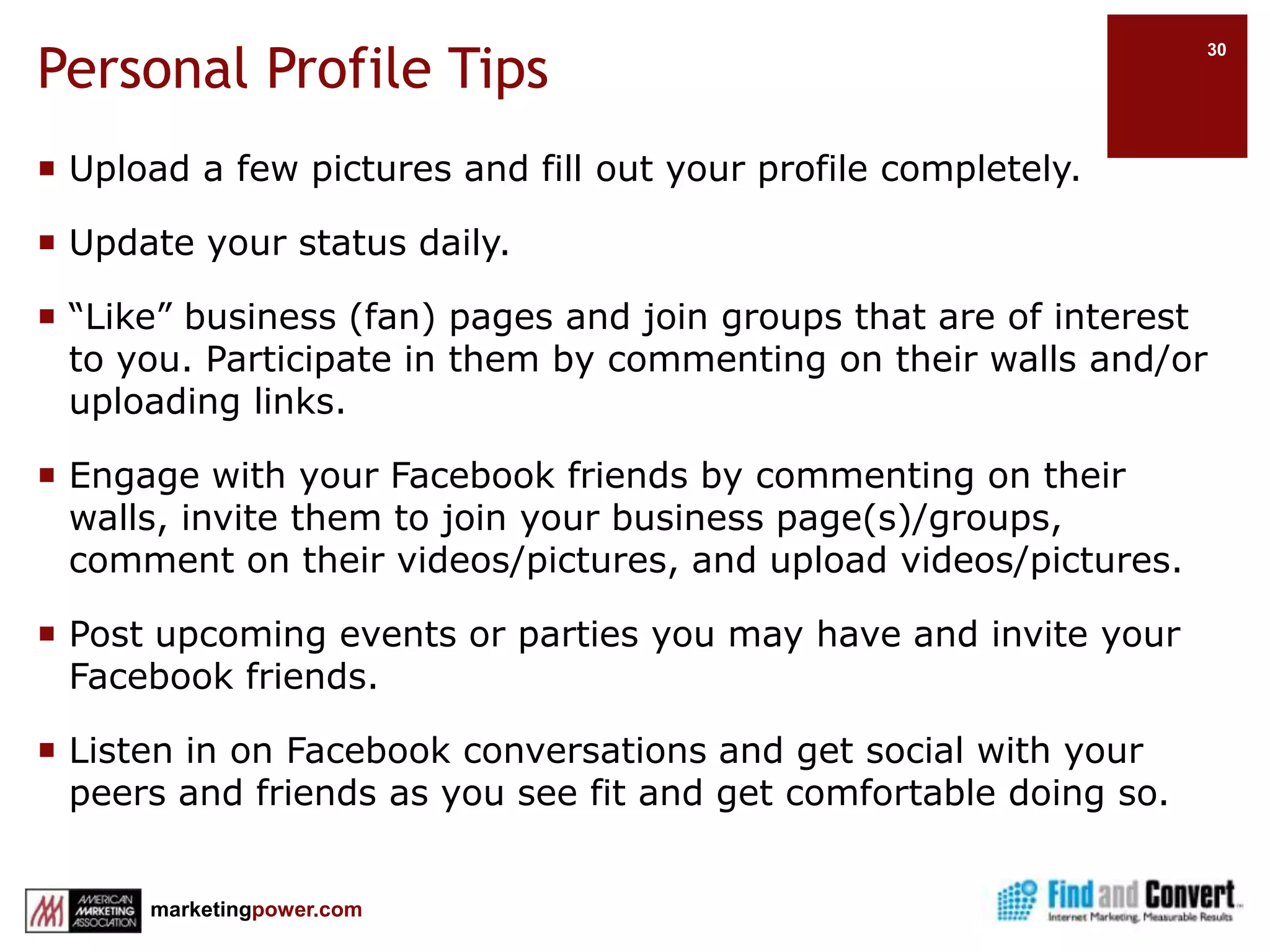 Notifications TabFacebook.comUpdate your FansVisit your Insights PageGet more fans with Facebook Ads