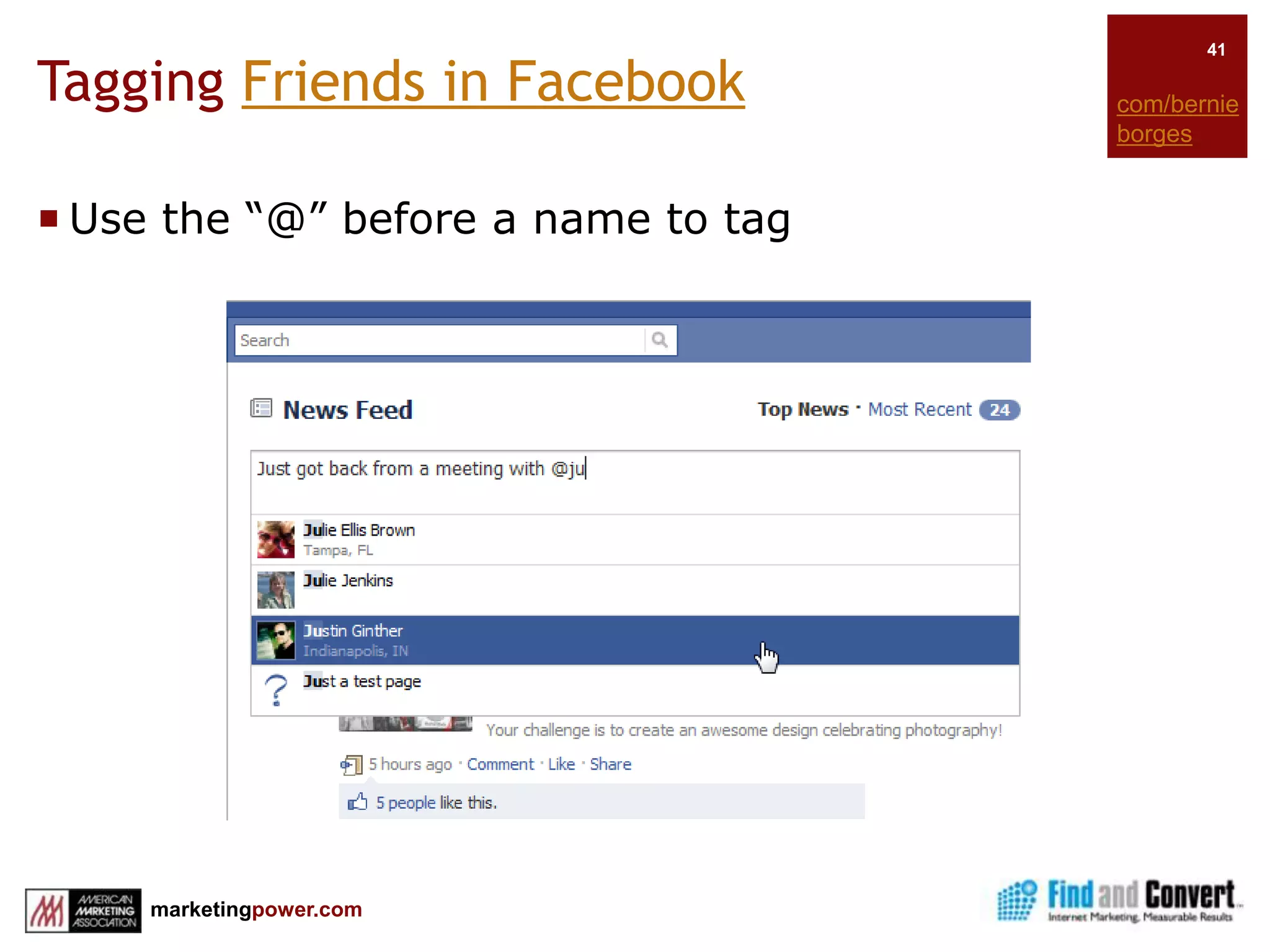 Creating a Groupcom/apps On Home Page - select:GroupsCreate a GroupA Group must have a sponsor (profile, business page or groups) attached to itInvite friends to joinPosting a link to join a group in a message, on a wall or in a discussion board is construed as “spam” Make members “admin” so that they can invite his/her friends to join the group