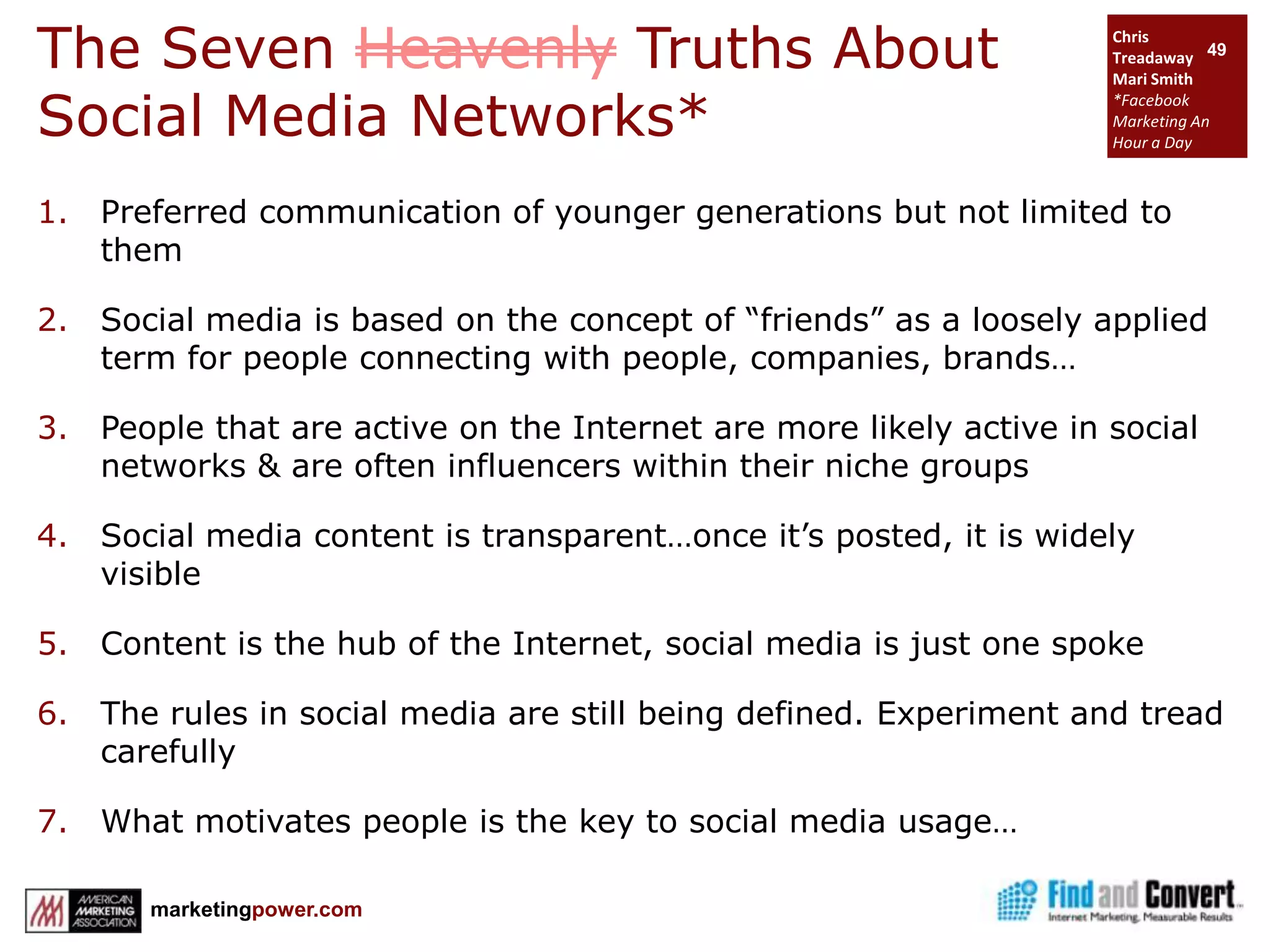 Use selectively, e.g., lists, sub groups of friends