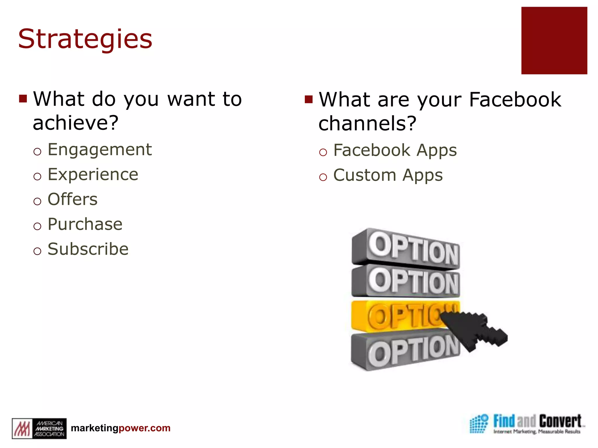 People Connecting through FacebookQuick ReviewIdentifying ObjectivesWhat Facebook is really aboutPersonal ProfilesBusiness Profiles and community pagesSeeking connectionsNavigating through FacebookGroupsAnother way to connect…events