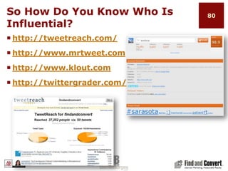 Listorioushttp://www.listorious.comIs a people search toolHelps you get foundAllows you to tag your listsHelps you find influencers within your target groups