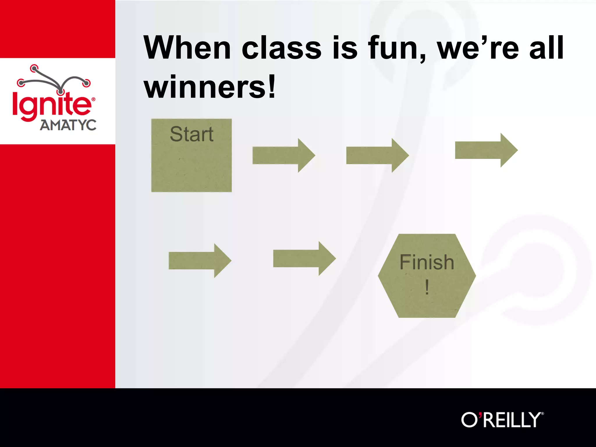 When class is fun, we’re all
winners!
Start
Finish
!
 