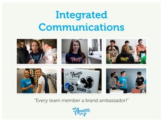 “Every team member a brand ambassador!”
Integrated
Communications
 