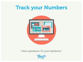 Track your Numbers
“Hack operations. It’s your backbone.”
 