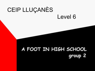 CEIP LLUÇANÈS
Level 6
A FOOT IN HIGH SCHOOL
group 2
 