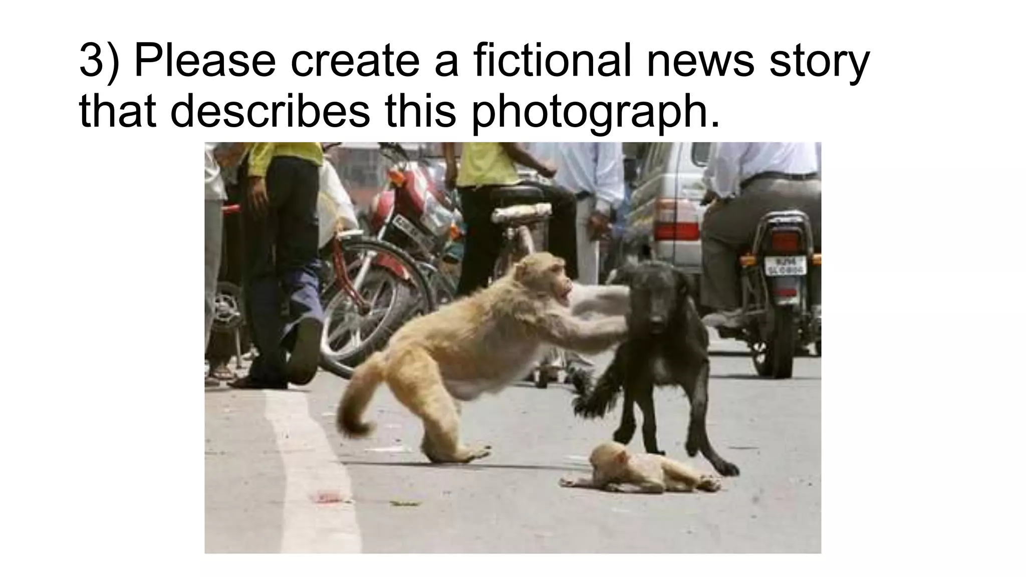 3) Please create a fictional news story
that describes this photograph.