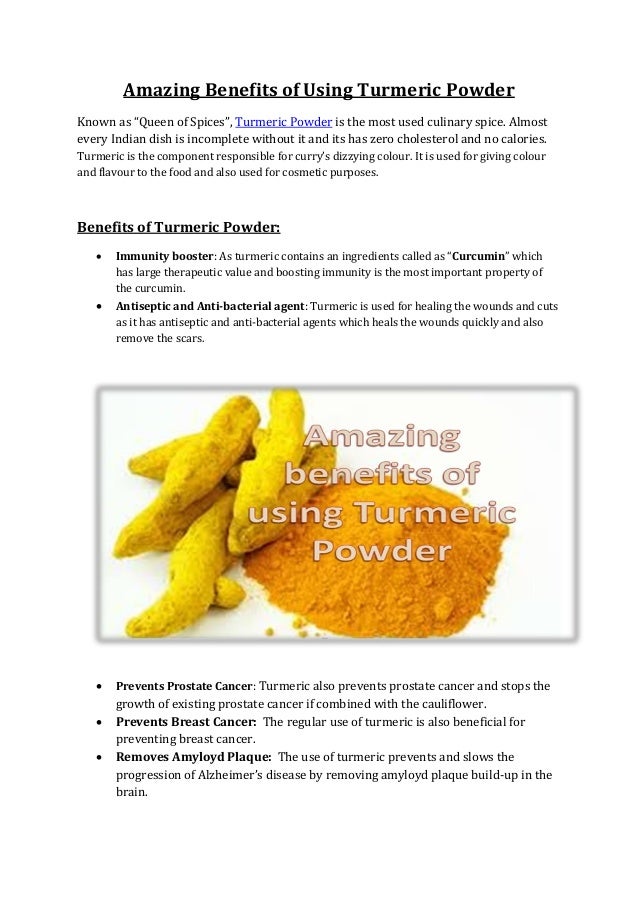 Amazing Benefits of using Turmeric powder