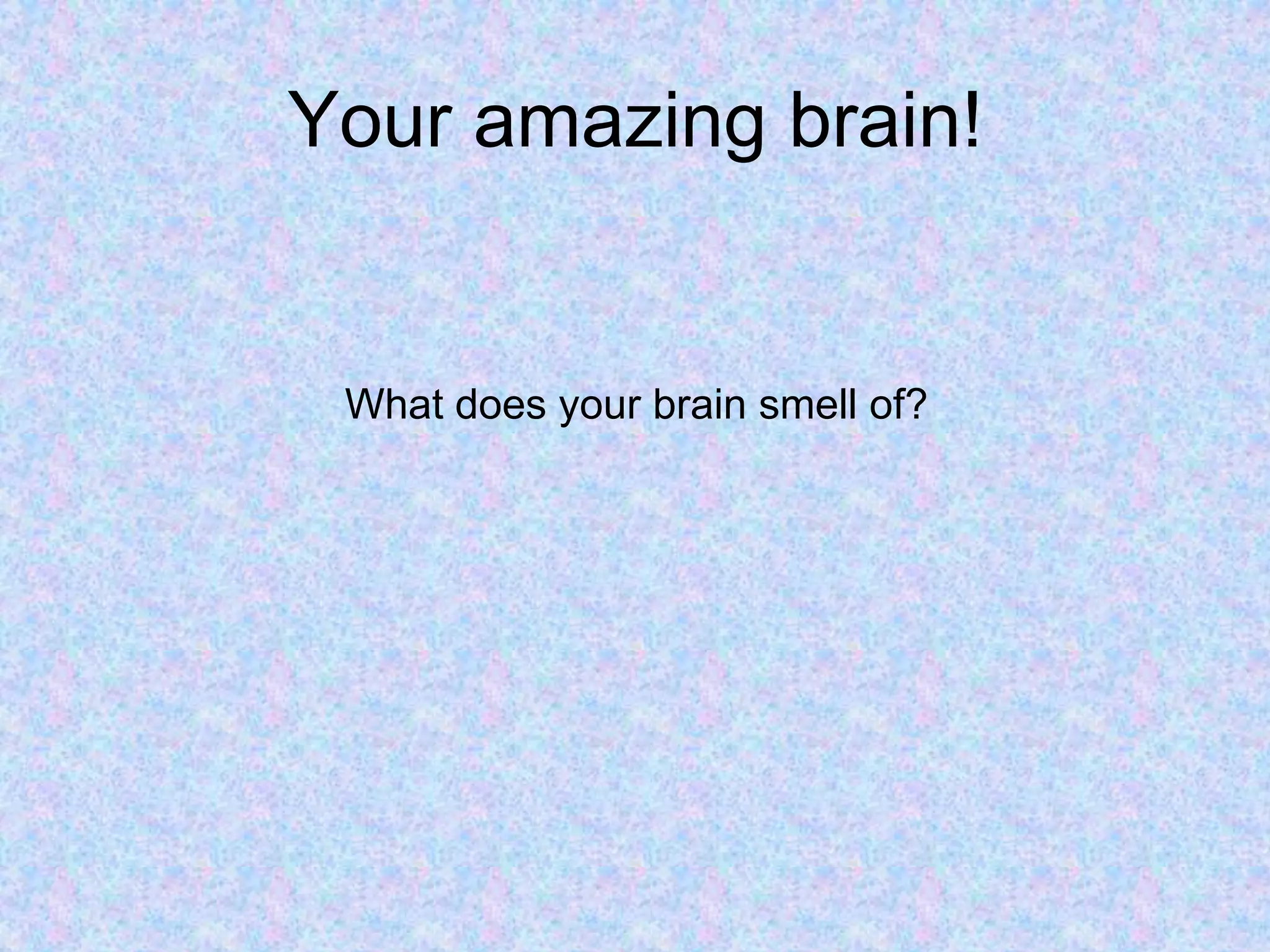 Your amazing brain!
What does your brain smell of?