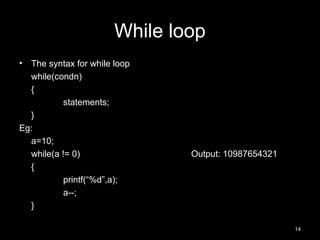 While Loop Processing Data Comprehensive Introduction to C Programming Language Fundamentals and ...