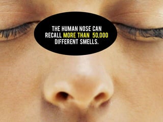 The human nose can
recall more than 50,000
different smells.
 