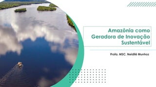 Amazônia como
Geradora de Inovação
Sustentável
Profa. MSC. Neidilê Munhoz
 