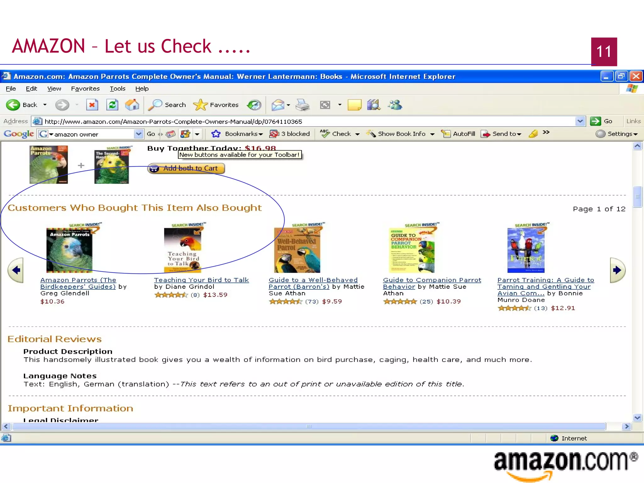 AMAZON –  Let us Check ..... 