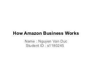 How Amazon Business Works
    Name : Nguyen Van Duc
    Student ID : s1180245
 