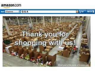 Q&A

Sneak peak at the inside of Amazon.com

 
