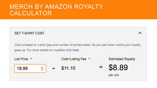 MERCH BY AMAZON ROYALTY
CALCULATOR
 