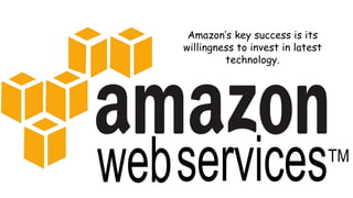 Amazon’s key success is its
willingness to invest in latest
technology.
 